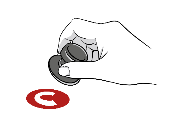 Zeichnung Hand mit CETOS-Stempel